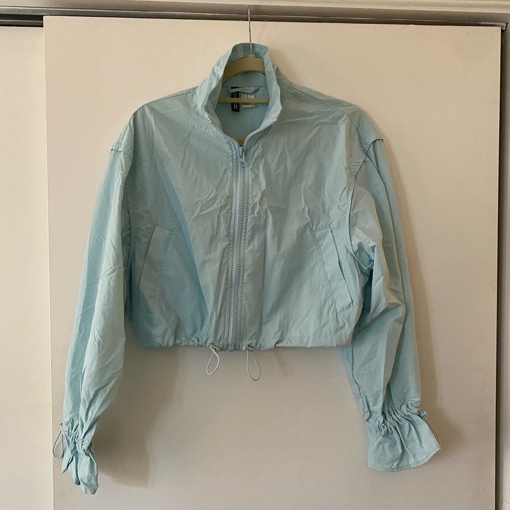 H&M Light Blue Cropped Windbreaker Jacket